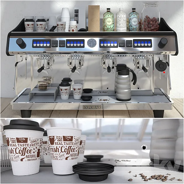 Expobar 4 Group Megacrem Coffee Machine 3DModel