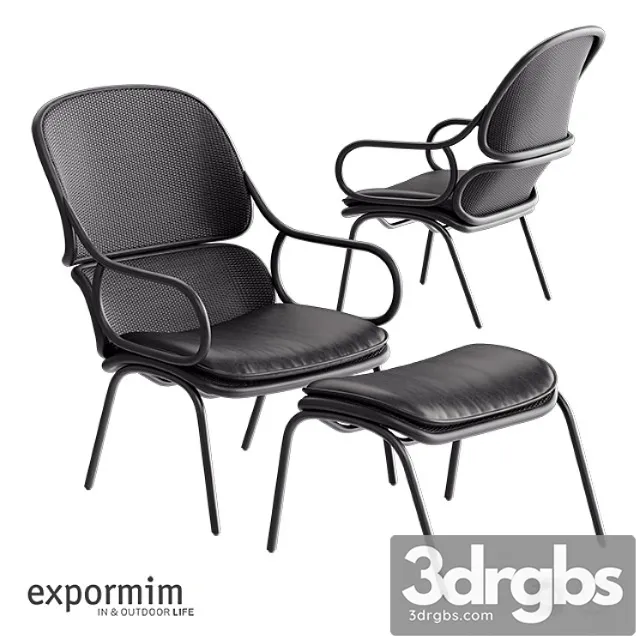 Expormim frames armchair with footstool 3D Model Free