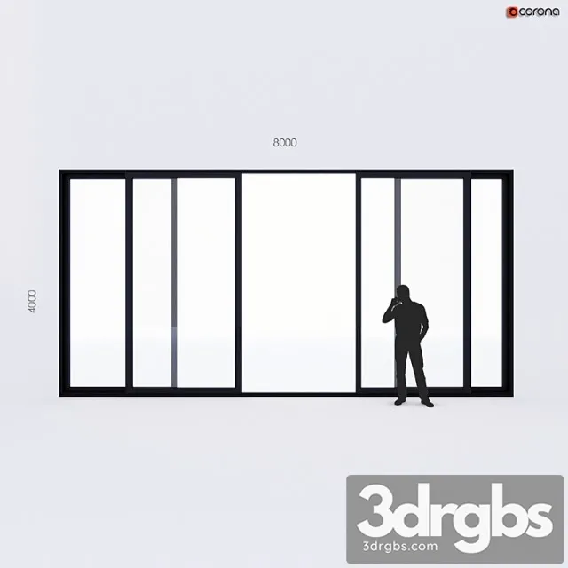 Extendable stained glass window alumil large size 4 sash 3D Model Free