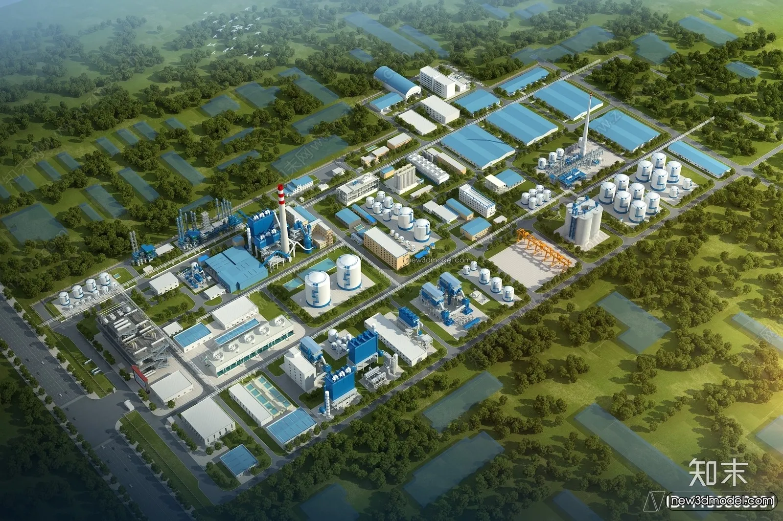 Exterior 3D Models of Factory - 3D Scene - 045