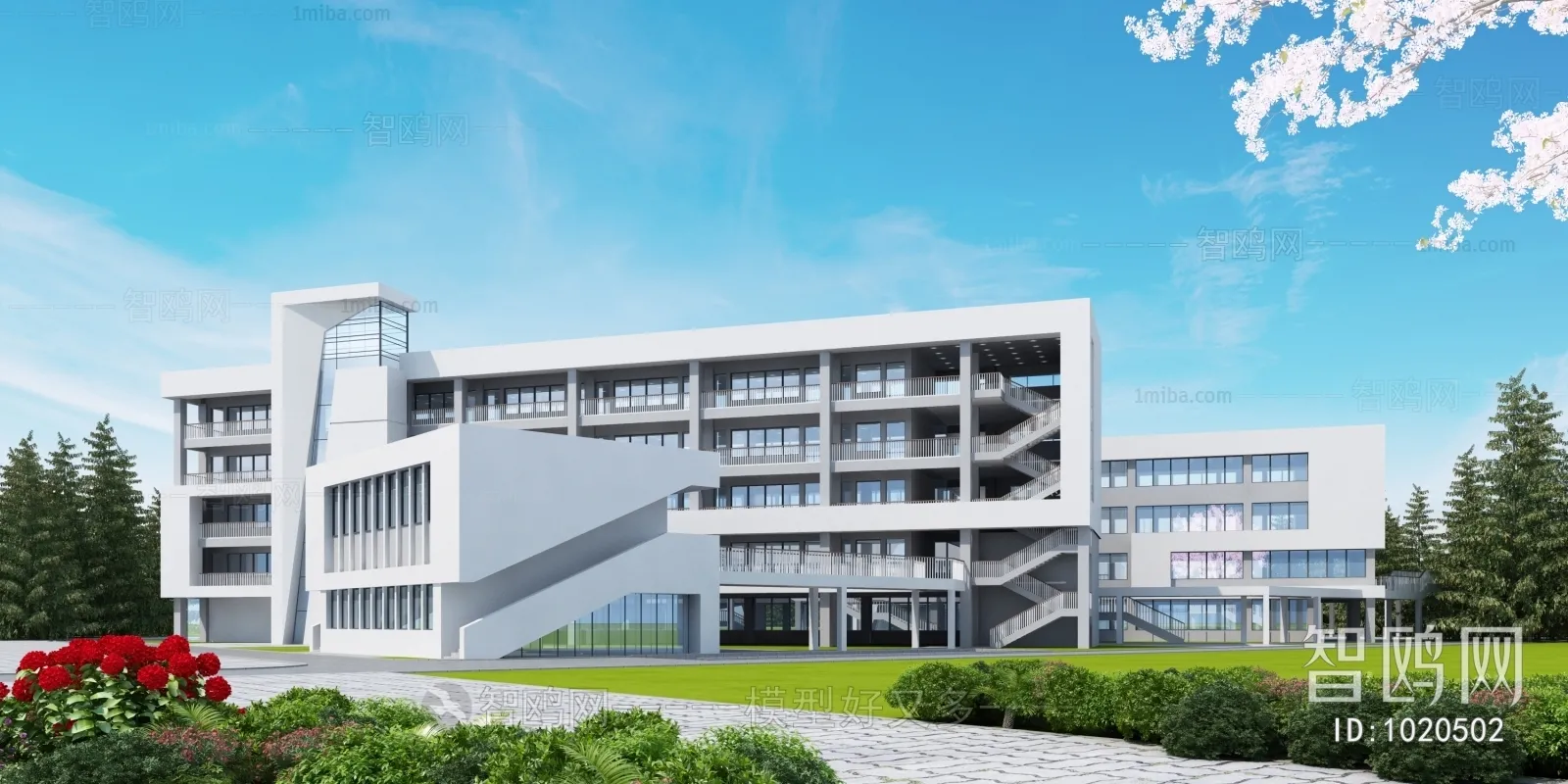 Exterior 3D Models of Shool - 3D Scenes - 008