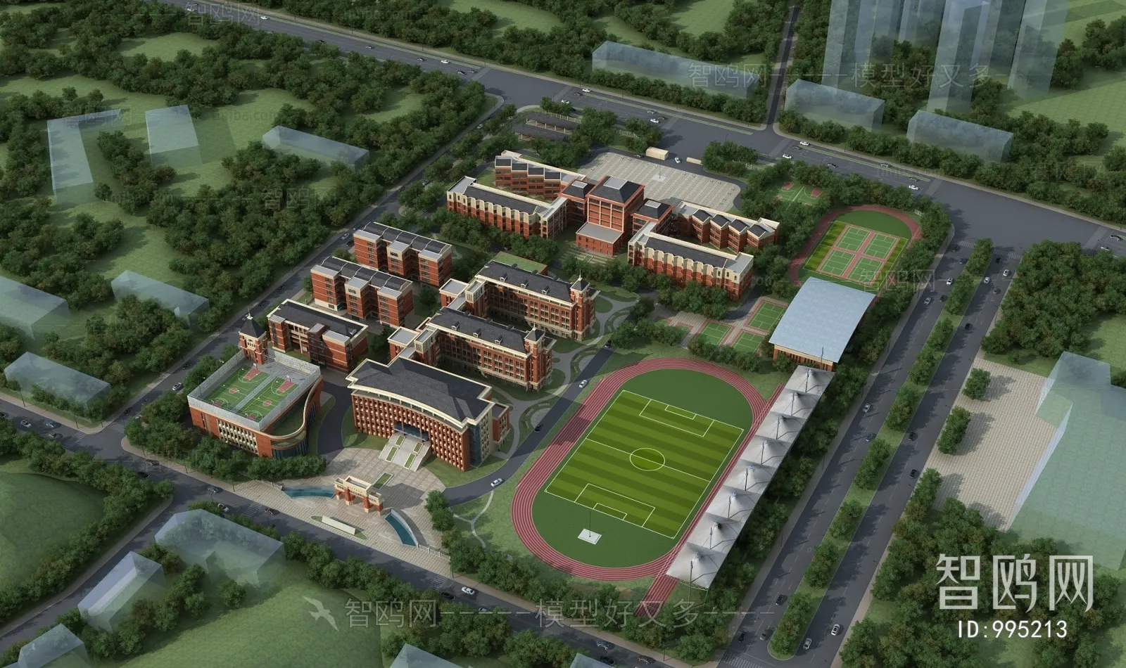 Exterior 3D Models of Shool - 3D Scenes - 014