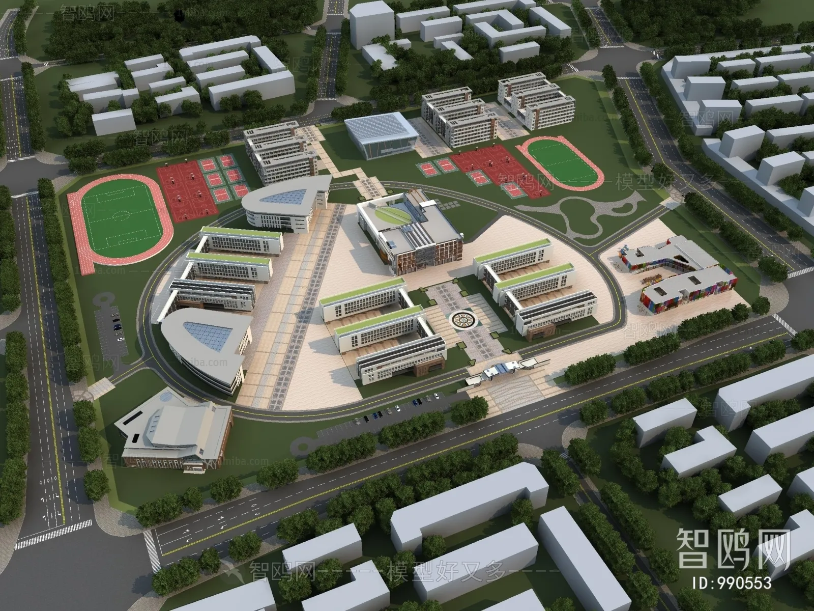 Exterior 3D Models of Shool - 3D Scenes - 015