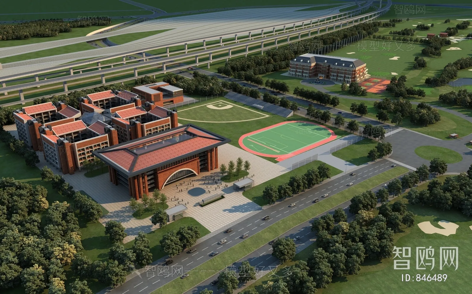 Exterior 3D Models of Shool - 3D Scenes - 023