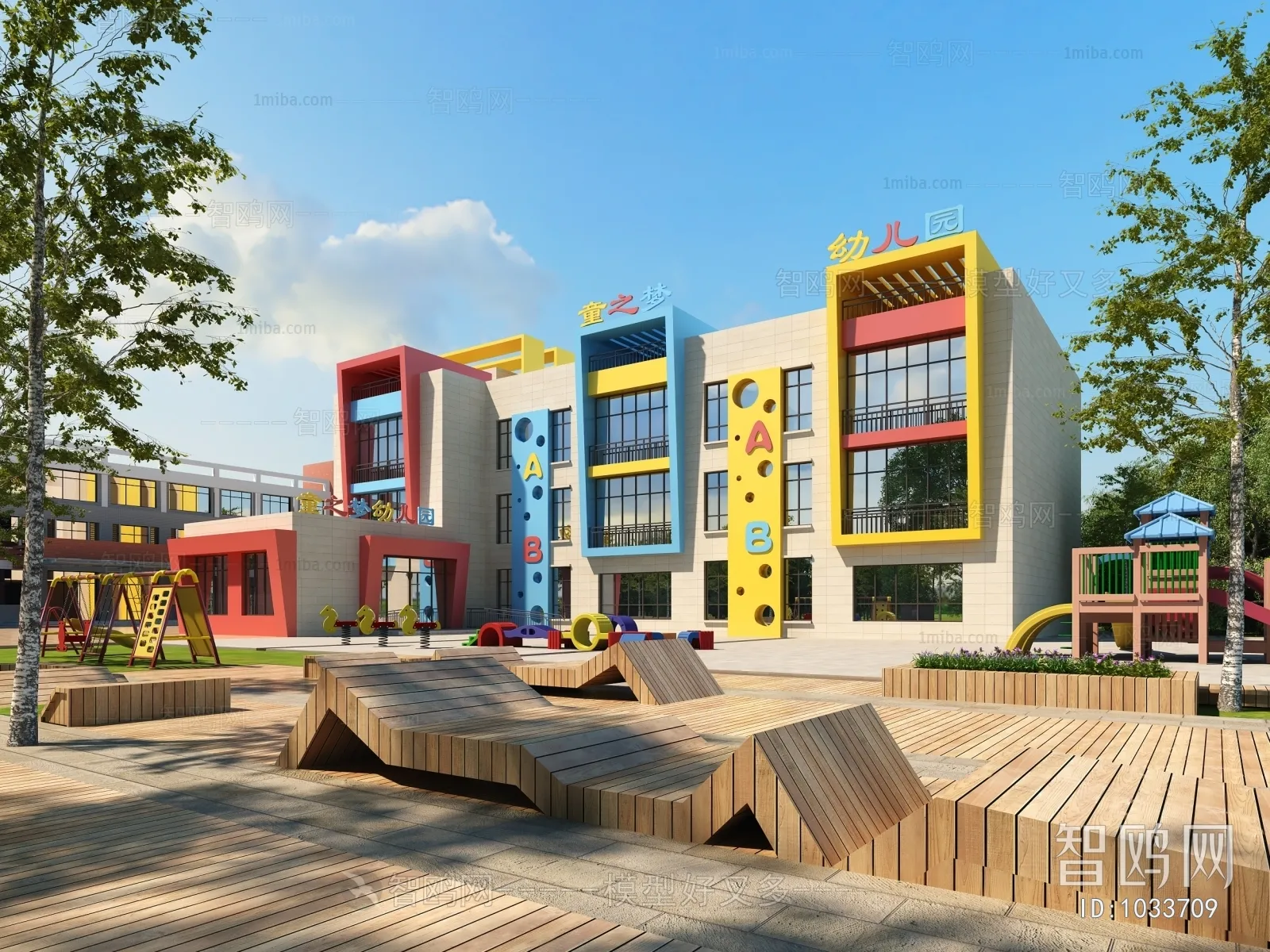 Exterior 3D Models of Shool - 3D Scenes - 025