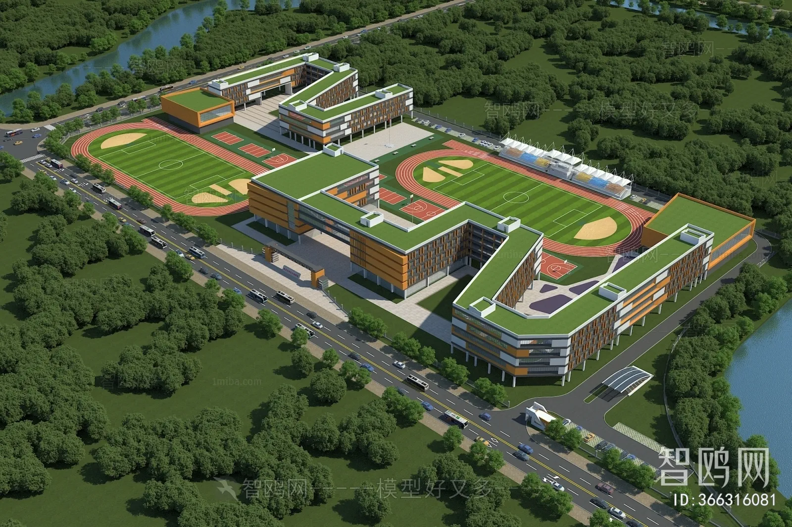 Exterior 3D Models of Shool - 3D Scenes - 032