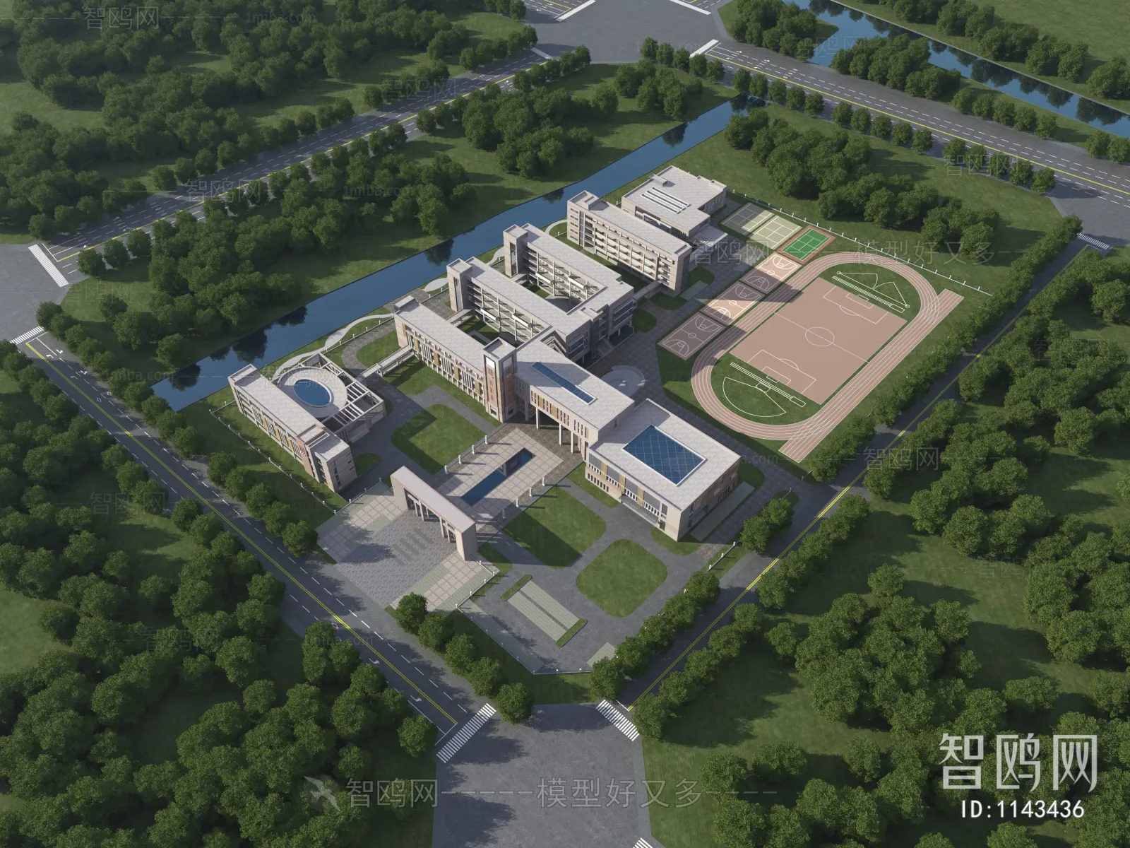 Exterior 3D Models of Shool - 3D Scenes - 033