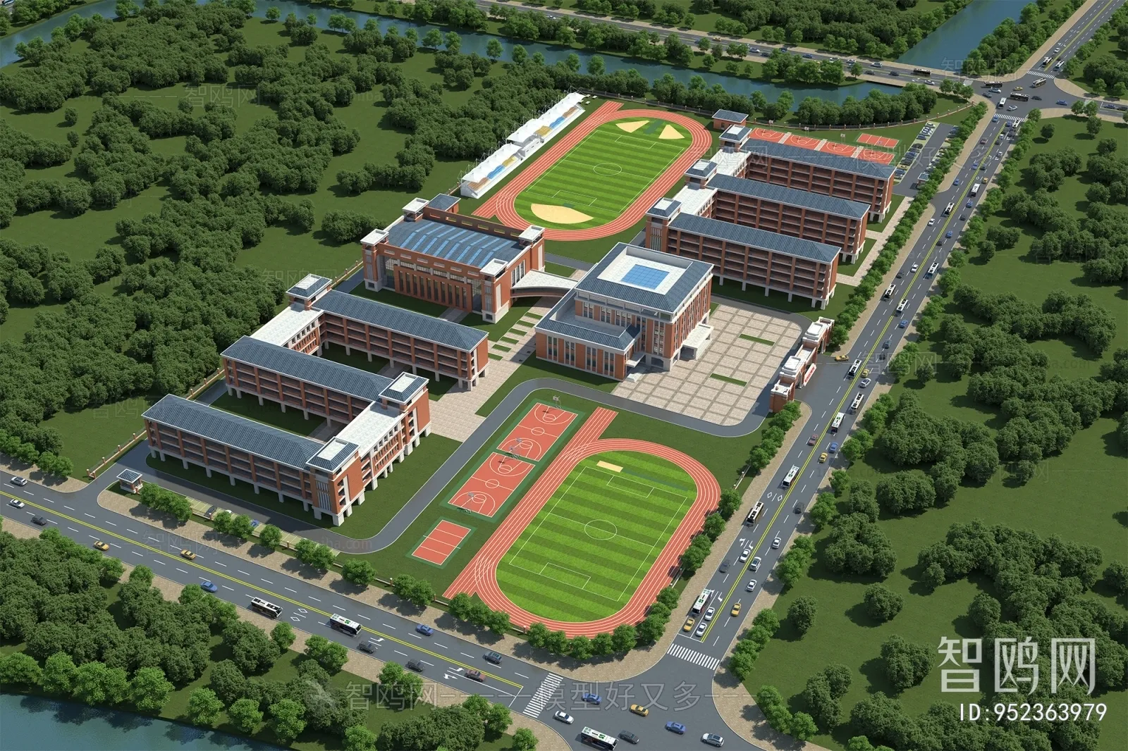 Exterior 3D Models of Shool - 3D Scenes - 037