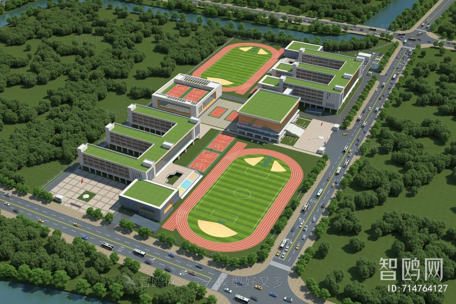 Exterior 3D Models of Shool - 3D Scenes - 039