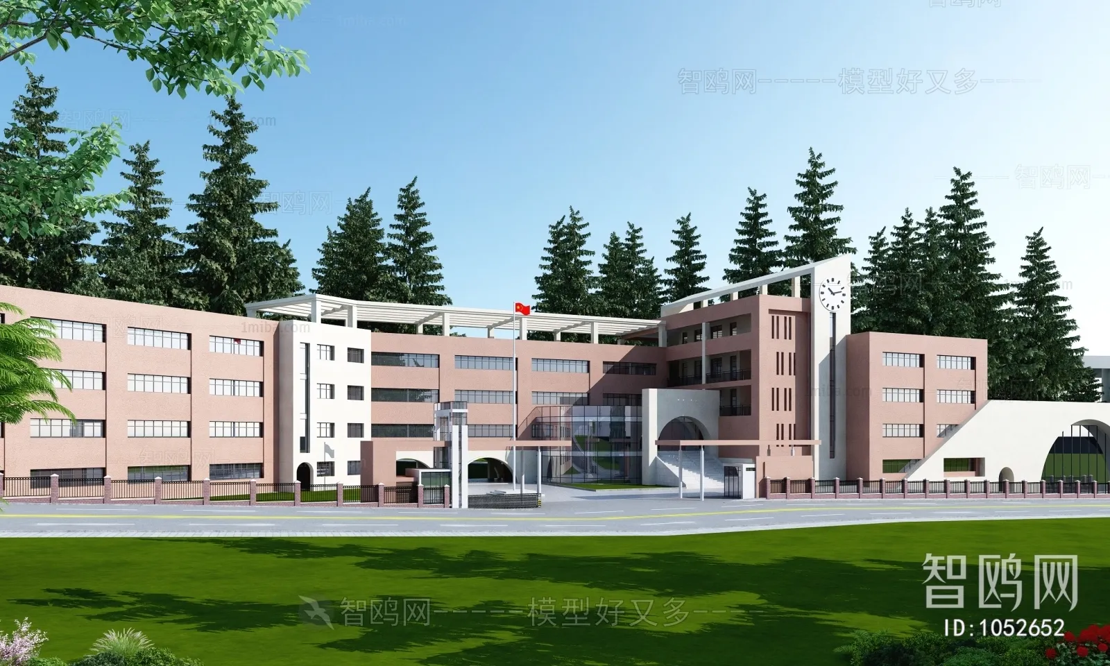Exterior 3D Models of Shool - 3D Scenes - 044