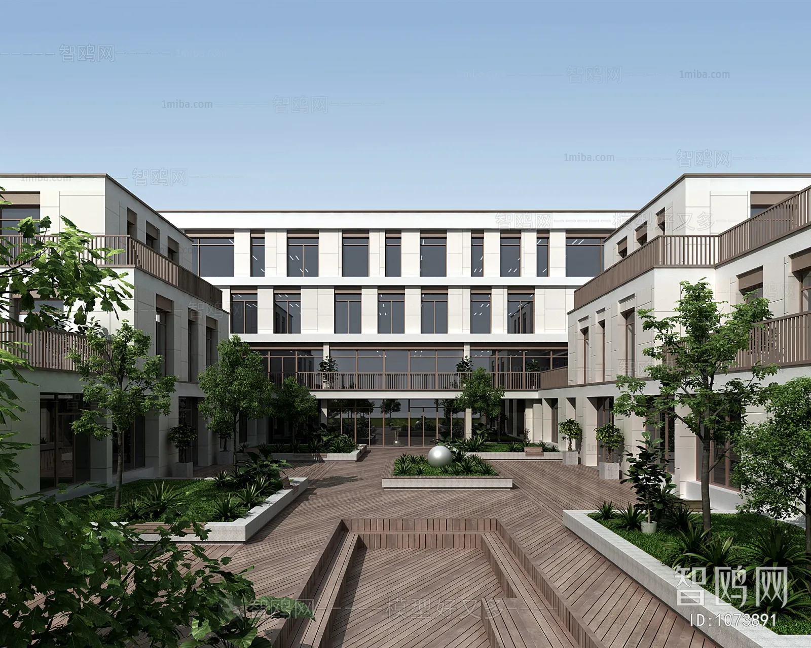 Exterior 3D Models of Shool – 3D Scenes – 055 – VRAY