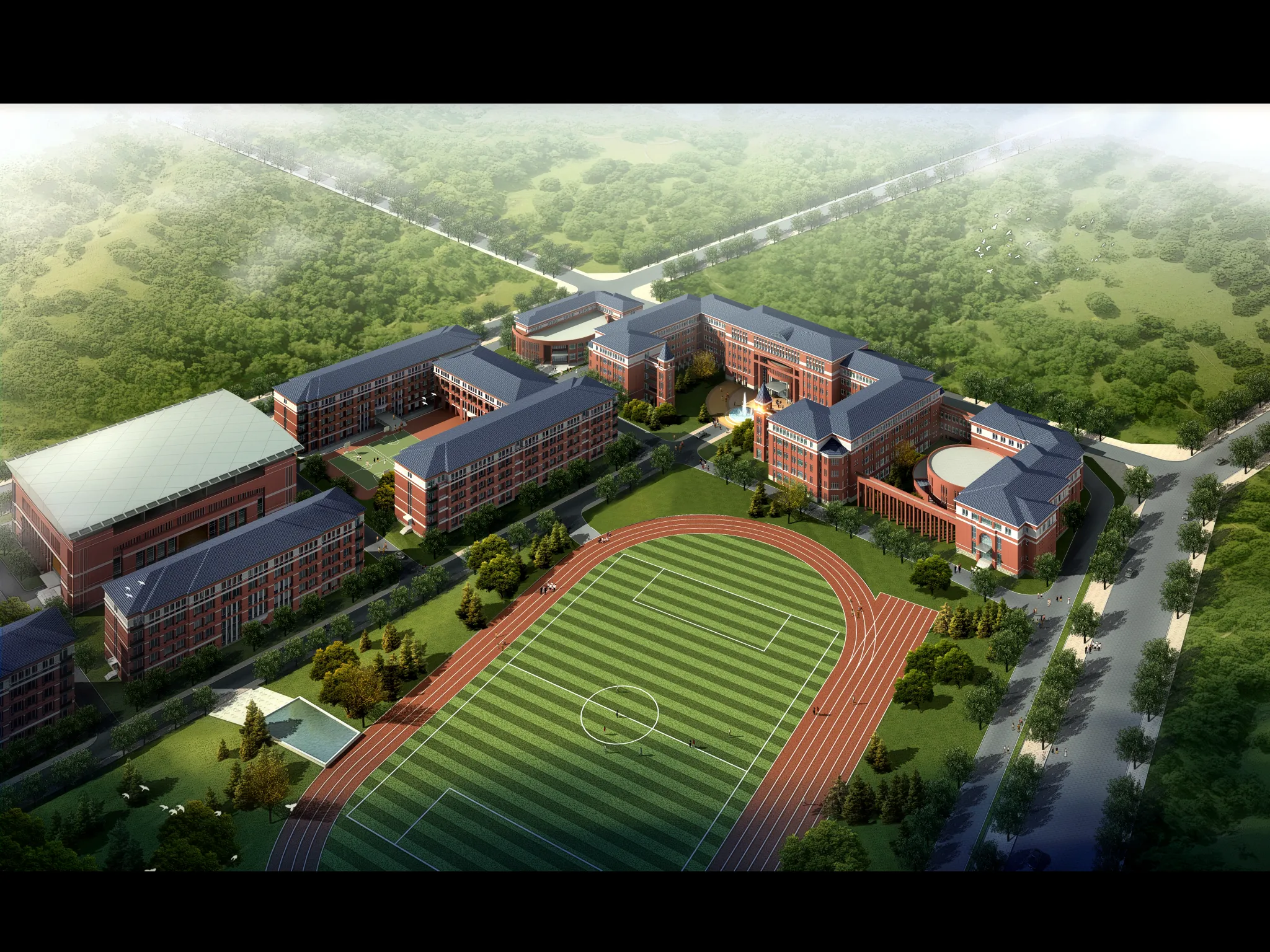 Exterior 3D Models of Shool – 3D Scenes – 057 – VRAY
