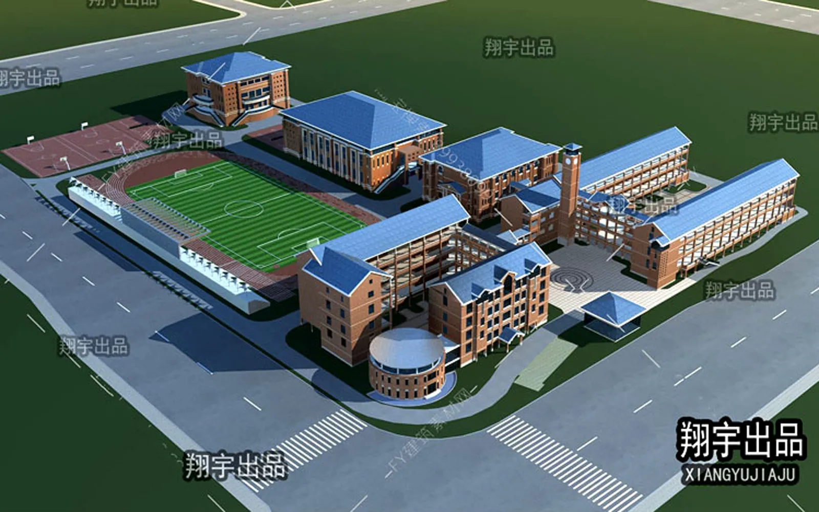 Exterior 3D Models of Shool – 3D Scenes – 059 – VRAY