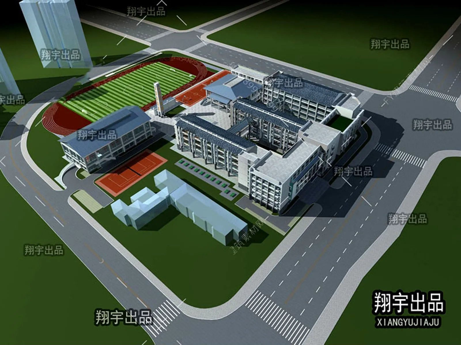 Exterior 3D Models of Shool – 3D Scenes – 060 – VRAY