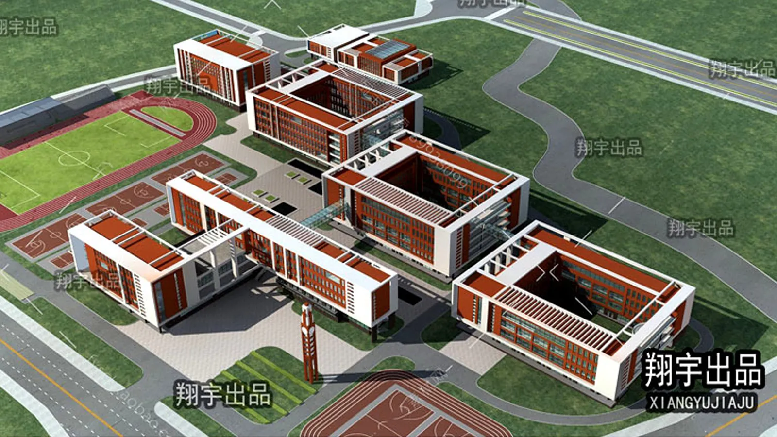 Exterior 3D Models of Shool – 3D Scenes – 061 – VRAY