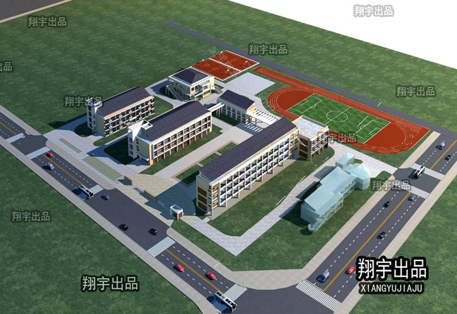 Exterior 3D Models of Shool – 3D Scenes – 062 – VRAY