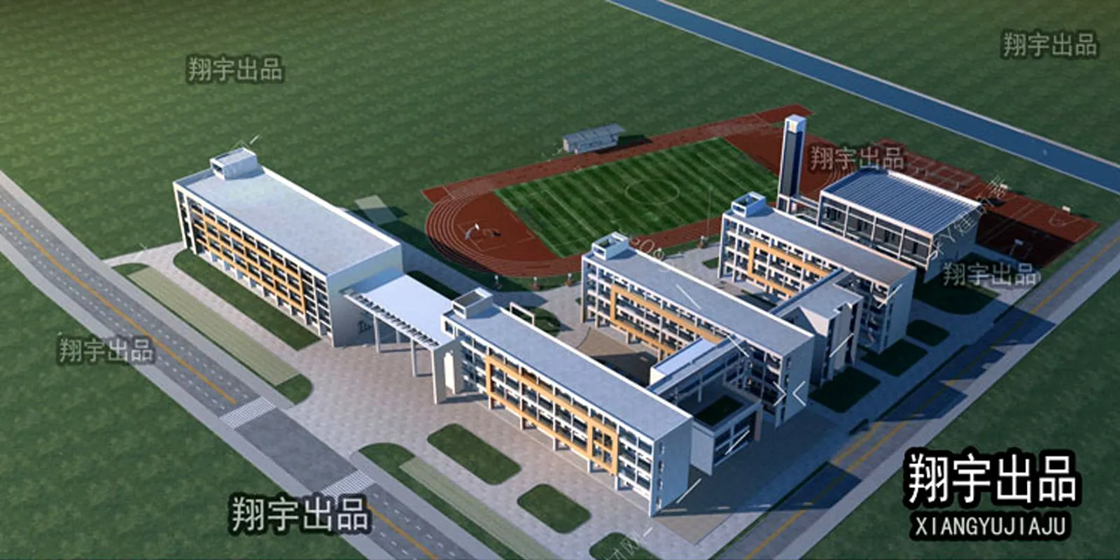 Exterior 3D Models of Shool – 3D Scenes – 063 – VRAY