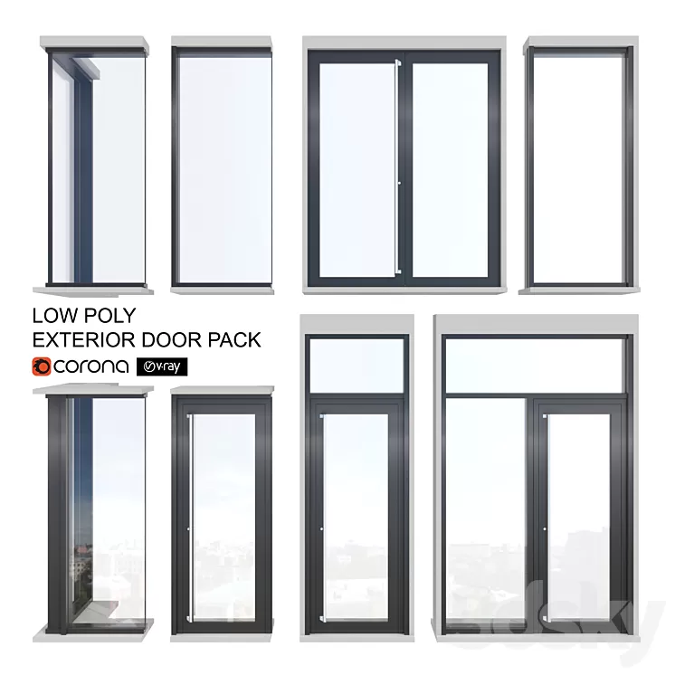 EXTERIOR DOOR SYSTEM SET 3D Model Free