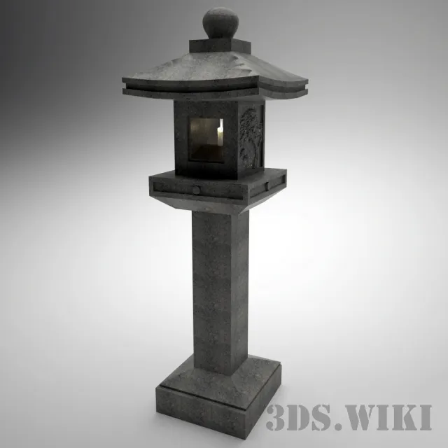 exterior-models - Japanese garden lamp Ikeokomi-gata 3D Model
