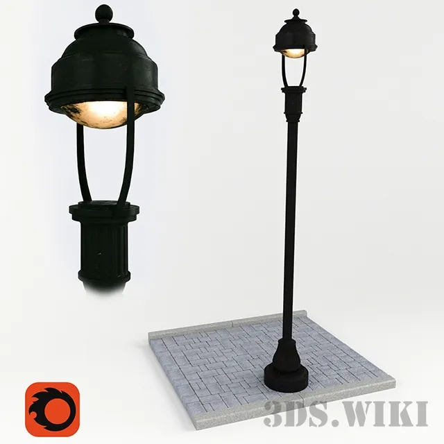 exterior-models - Street lamp with sidewalk 3D Model
