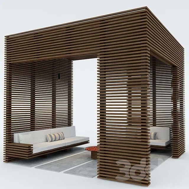 Exterior Wooden pergola 3D Model
