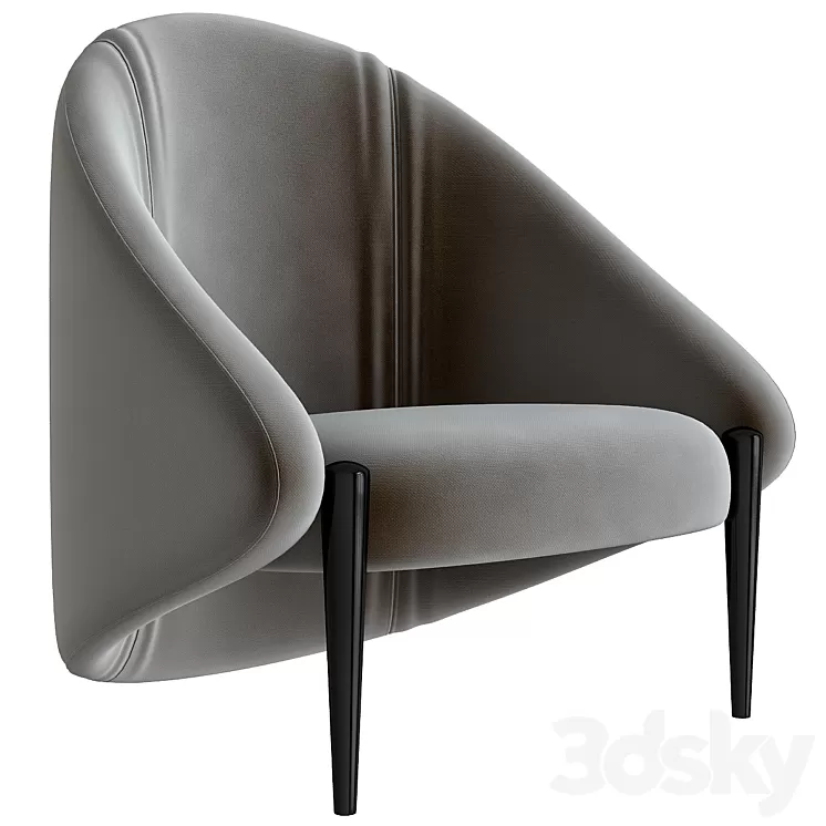 Fabric armchair with armrests walrus 3D Model
