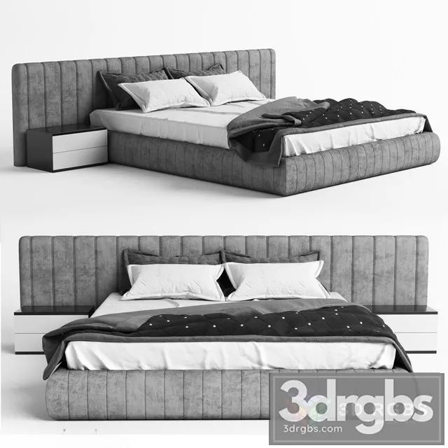 Fabric Moderm Bed 3D Model Free