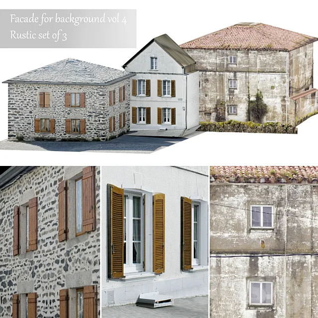 Facade for the background vol.4 Picturesque village 1 3D Model