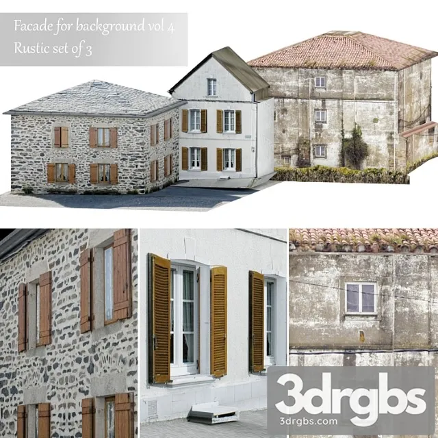 Facade For The Background Vol 4 Picturesque Village 1 3D Model Free
