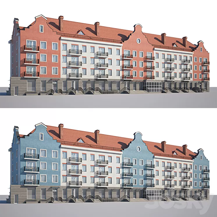 Facade of low-rise houses