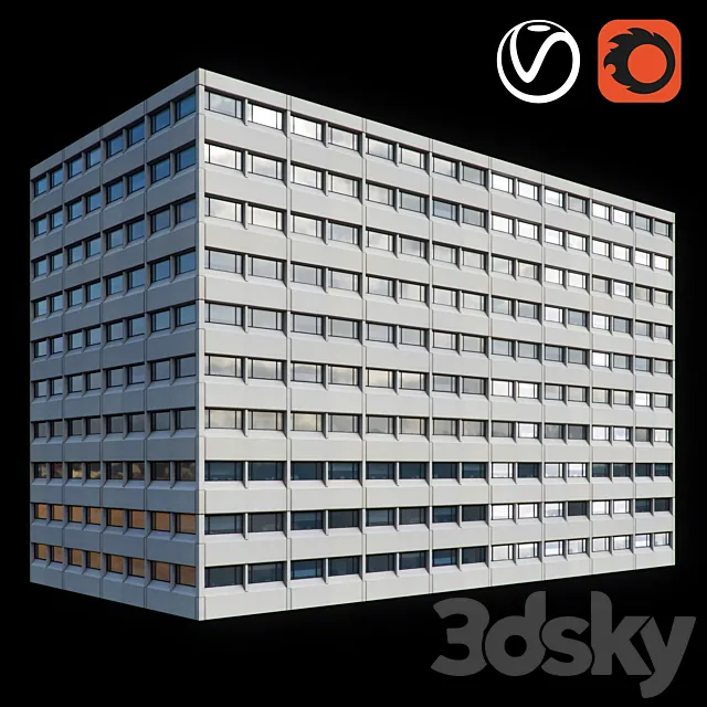 Facade of the office building _ Office building facade 3D Model
