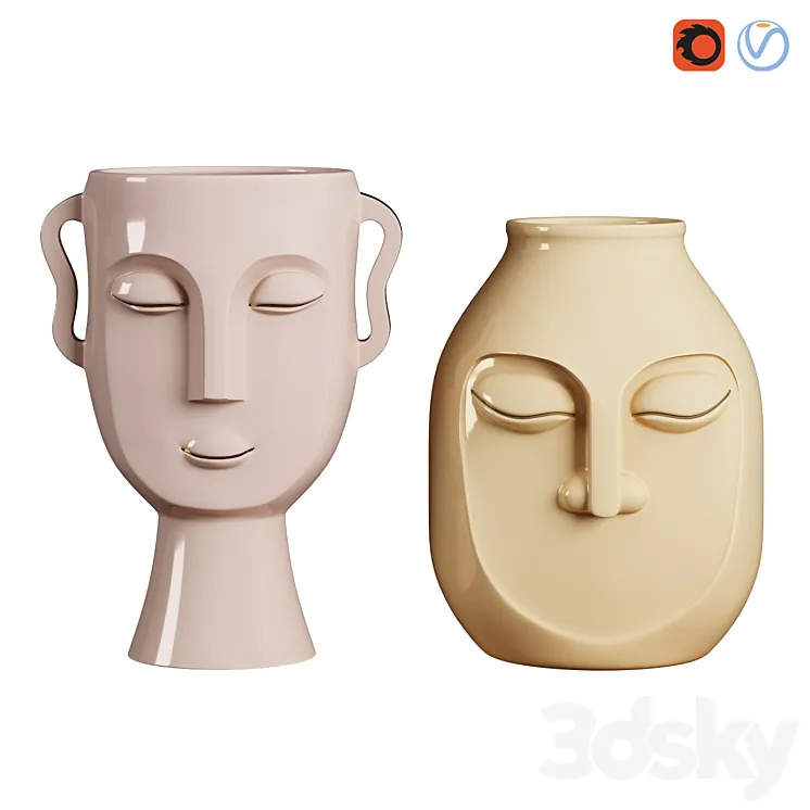 Face Vases Set 1 3D Model Free
