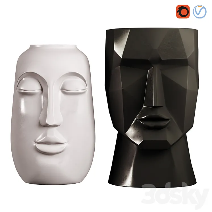 Face Vases Set of 2 3D Model Free