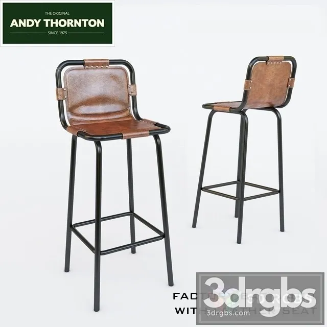Factory Bar Stool With Leather Seat 3D Model Free