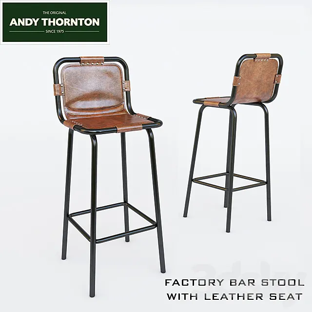 FACTORY BAR STOOL WITH LEATHER SEAT 3DModel