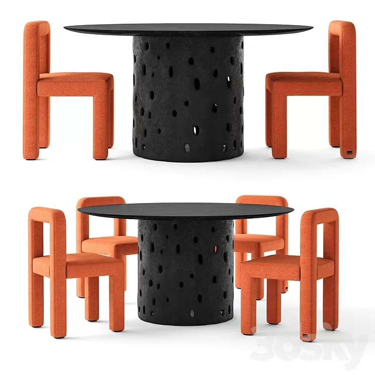 Faina Design Toptun Chair and Ztista Table 3D Model