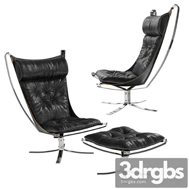 Falcon chrome chair & ottoman