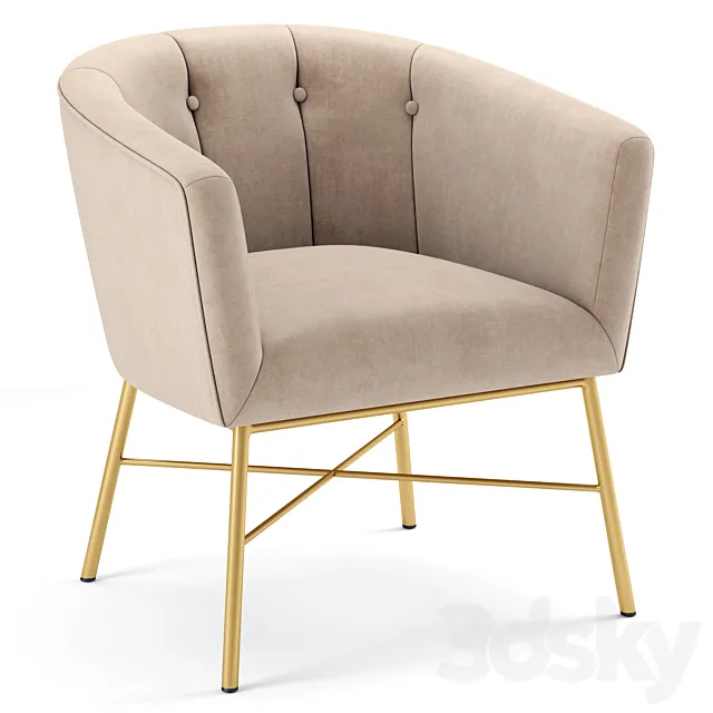 Falette Tufted Armchair FurnitureR 3D Model