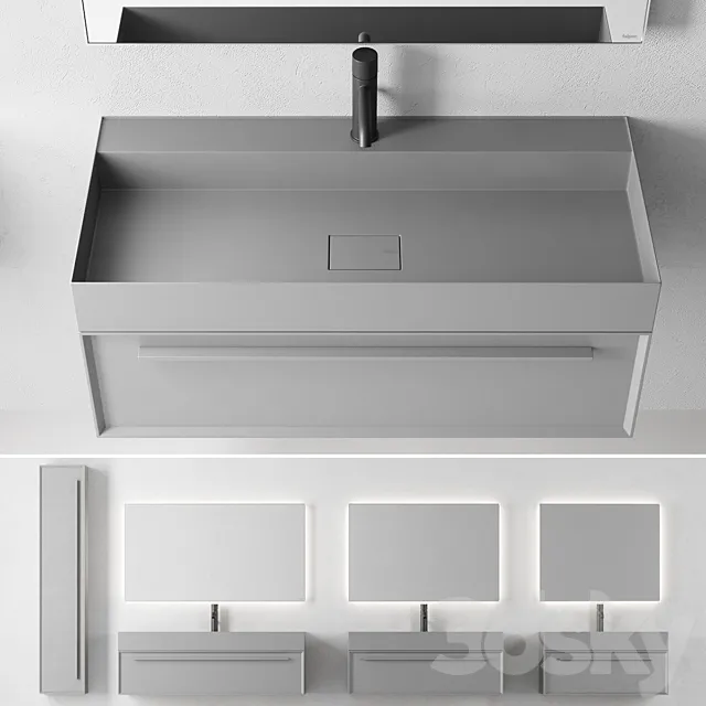 Falper 7.0 Set 2 | Wall-mounted vanity unit with drawers 3D Model