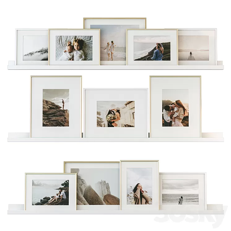 Family photos on the shelves 3D Model Free