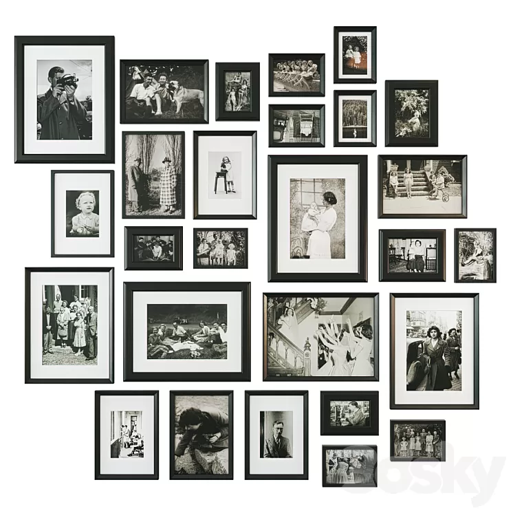 Family retro photo wall 3D Model Free