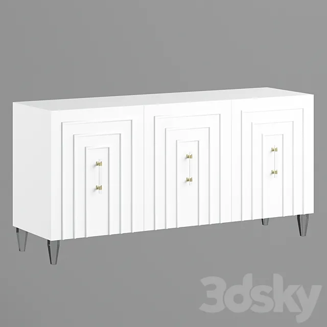 Famke White Lacquer Buffet 3D Model