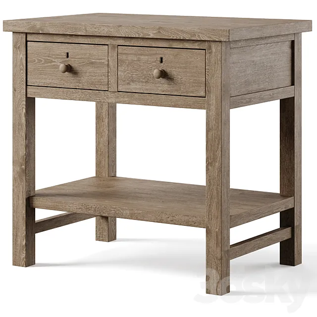 Farmhouse 28.5" 2-Drawer Nightstand by pottery barn 3D Model