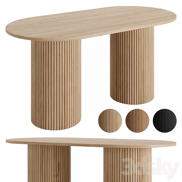 Farmhouse 63 Solid Wood Dining Table by Homary 3D Model Free