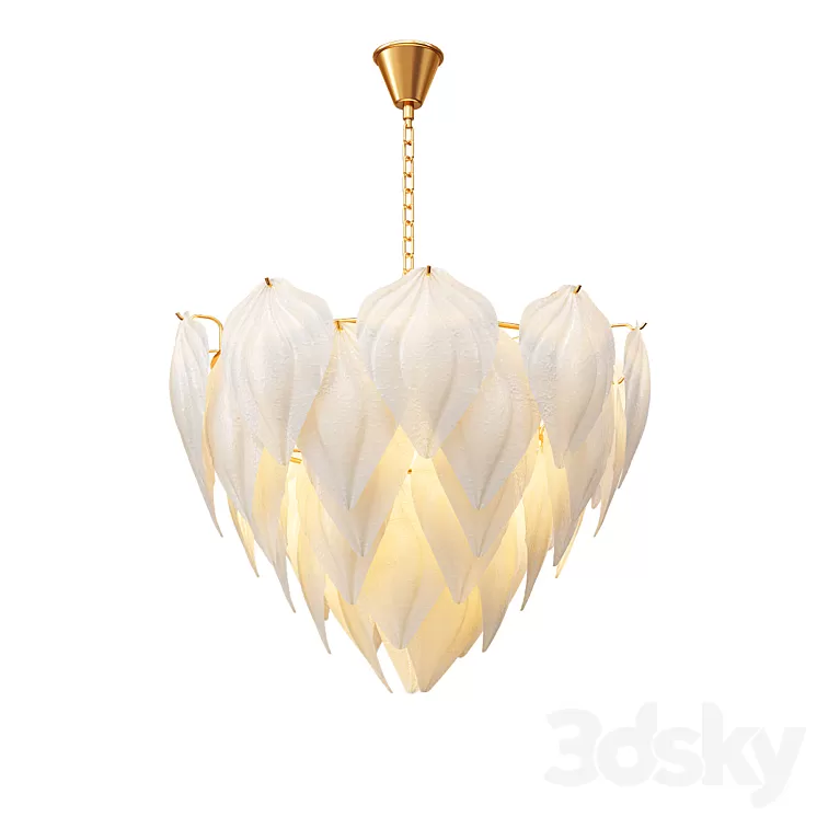 Fashion design art decorative glass leaf chandelier 3D Model