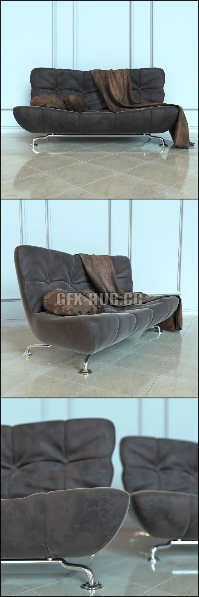 Fashionable family couch 3D Model