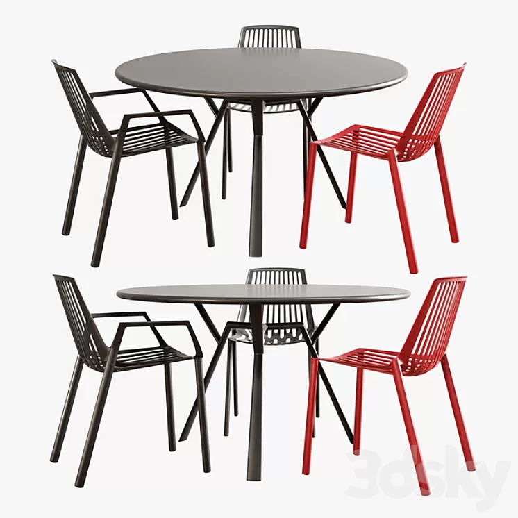 Fast dining set (rion + radice quadra) 3D Model