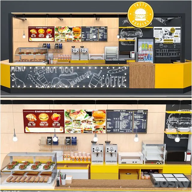 Fastfood And Coffee Kiosk 3D Model