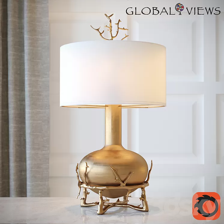 Fat Brass Twig Table Lamp 3D Model