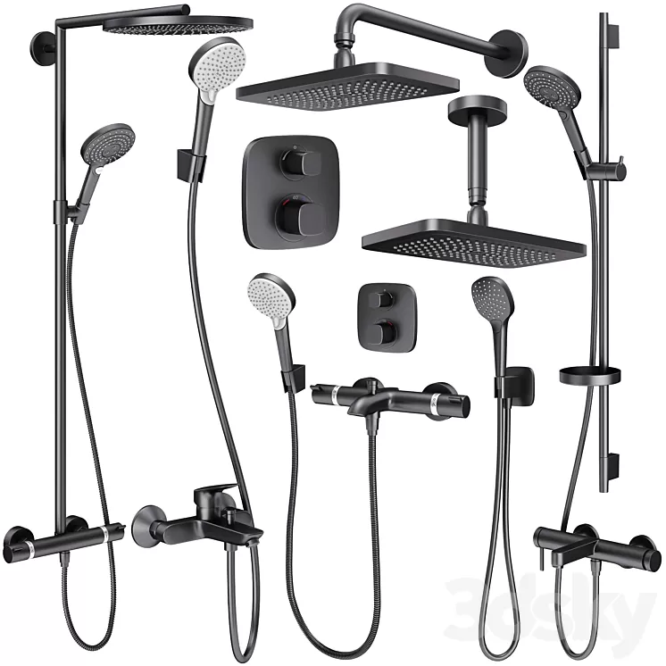 Faucets and shower systems Hansgrohe black set 168 3D Model Free